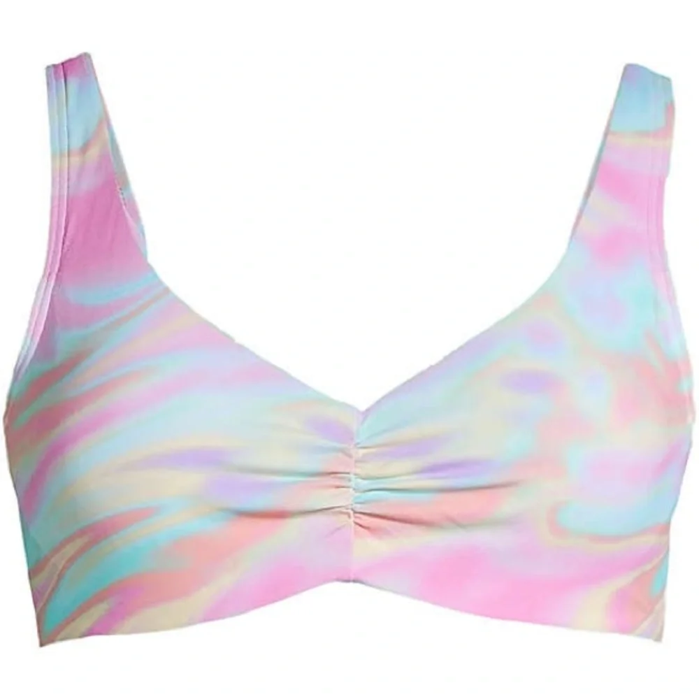 Lands End Pastel Rainbow Swirl V-Neck Bikini Top - Picture 6 of 13